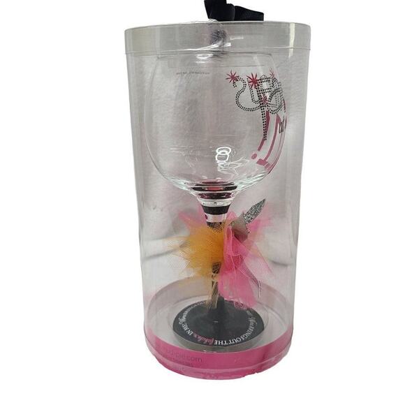 Mudpie Wine Drinkware, "Fabulous at 21" Glitter Handpainted Stemmed Wine Glass - Picture 8 of 9